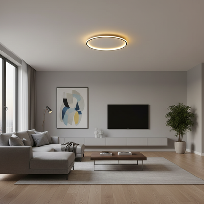 Round LED Ceiling Light Black | Modern Flush Mount Fixture