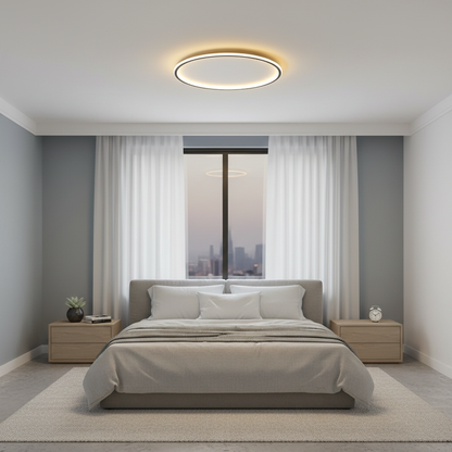 Round LED Ceiling Light Black | Modern Flush Mount Fixture