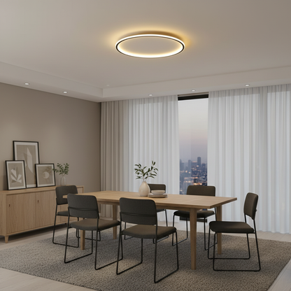 Round LED Ceiling Light Black | Modern Flush Mount Fixture