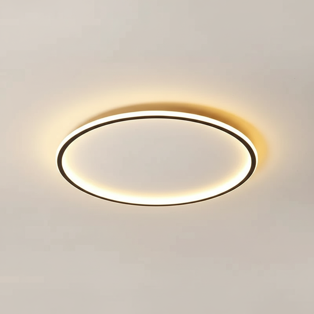 Round LED Ceiling Light Black | Modern Flush Mount Fixture